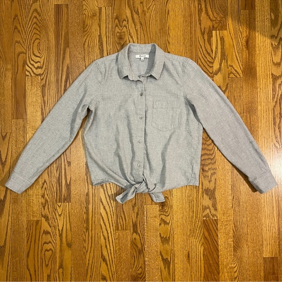 Madewell Flannel Front Tie Button Down Shirt - Picture 3 of 10